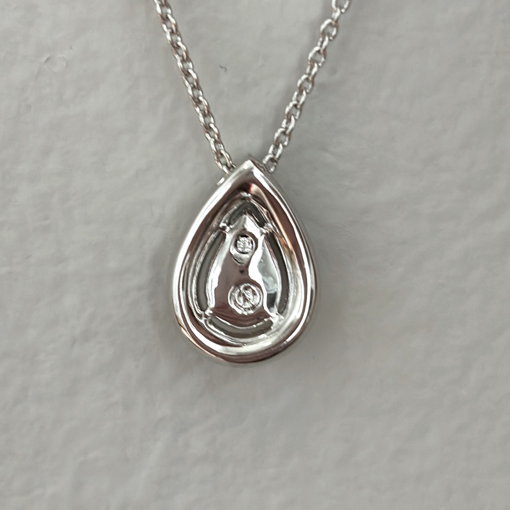NWT Eliot Danori Rhodium-Plated Crystal Teardrop Pendant Necklace - Picture 3 of 9